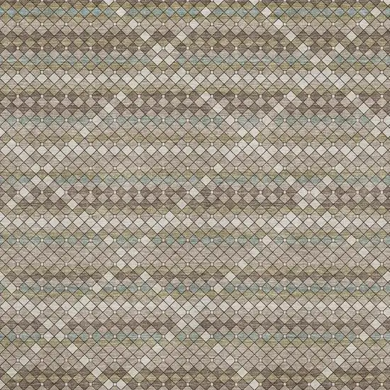 Taupe Brown And Ivory Geometric Washable Area Rug With UV Protection Photo 2