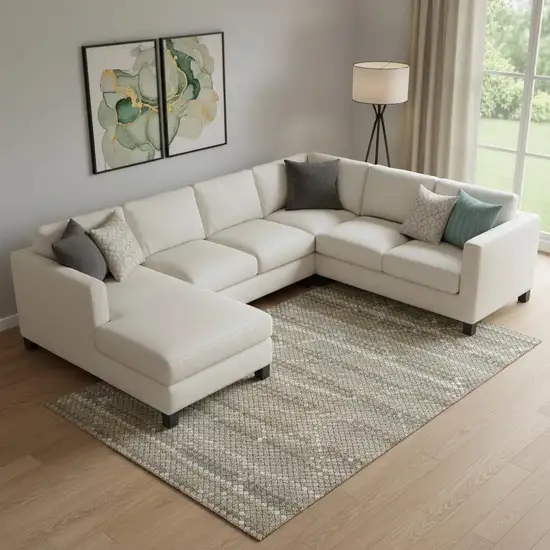 Taupe Brown And Ivory Geometric Washable Area Rug With UV Protection Photo 2