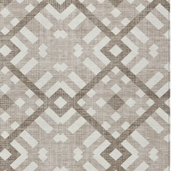 Taupe Brown And Ivory Geometric Washable Indoor Outdoor Area Rug Photo 5