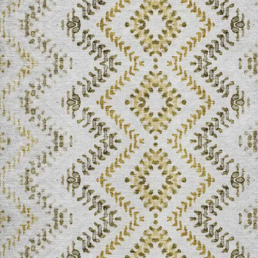 Taupe Brown And Ivory Geometric Washable Indoor Outdoor Area Rug Photo 5