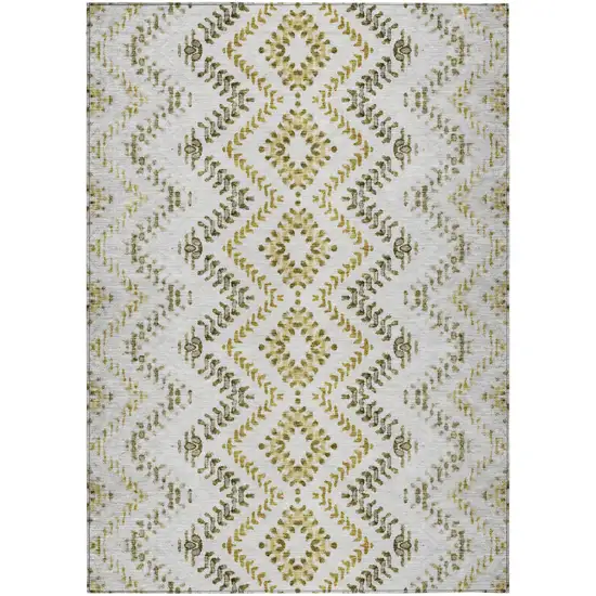 Taupe Brown And Ivory Geometric Washable Indoor Outdoor Area Rug Photo 2