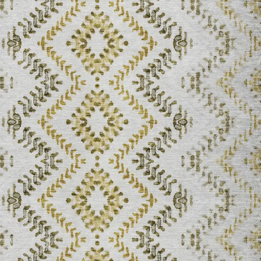 Taupe Brown And Ivory Geometric Washable Indoor Outdoor Area Rug Photo 5
