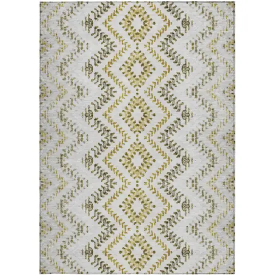 Taupe Brown And Ivory Geometric Washable Indoor Outdoor Area Rug Photo 6