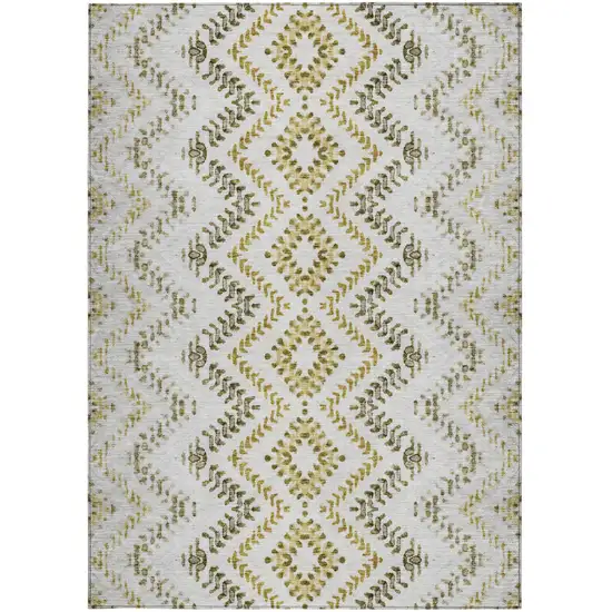 Taupe Brown And Ivory Geometric Washable Indoor Outdoor Area Rug Photo 6