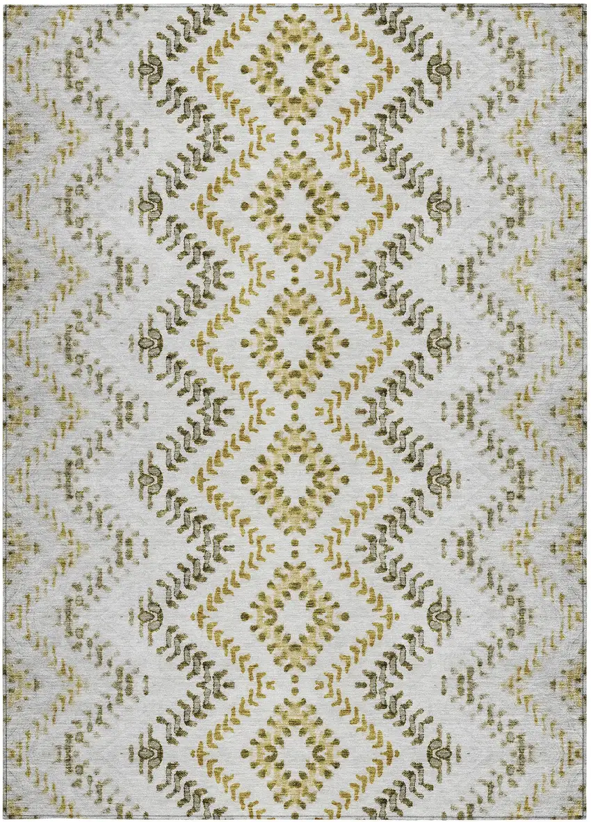 Taupe Brown And Ivory Geometric Washable Indoor Outdoor Area Rug Photo 6