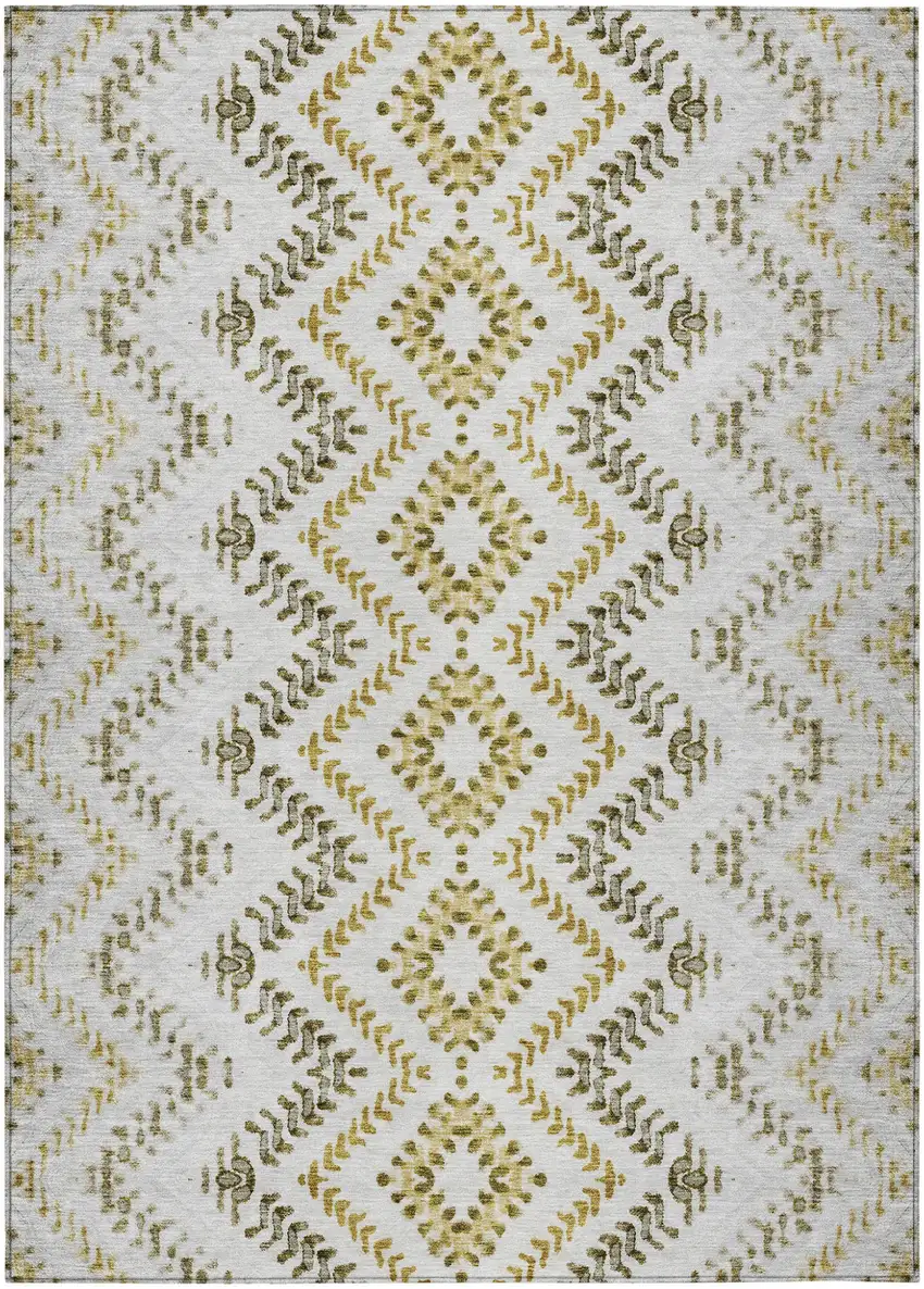 Taupe Brown And Ivory Geometric Washable Indoor Outdoor Area Rug Photo 2