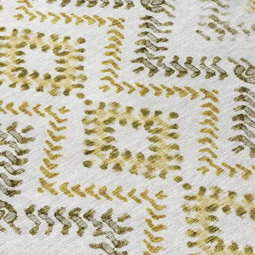 Taupe Brown And Ivory Geometric Washable Indoor Outdoor Area Rug Photo 6