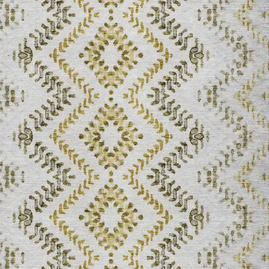 Taupe Brown And Ivory Geometric Washable Indoor Outdoor Area Rug Photo 5