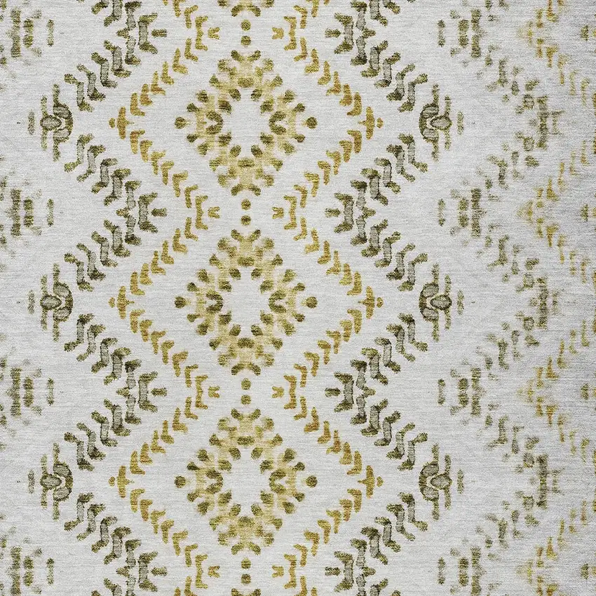 Taupe Brown And Ivory Geometric Washable Indoor Outdoor Area Rug Photo 5