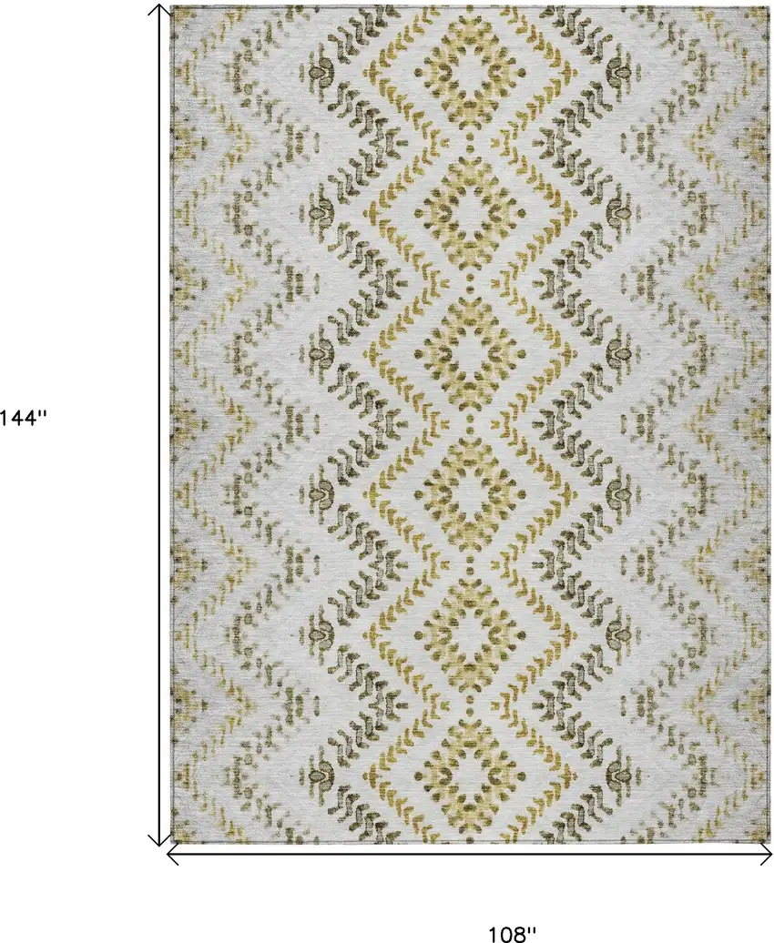 Taupe Brown And Ivory Geometric Washable Indoor Outdoor Area Rug Photo 3