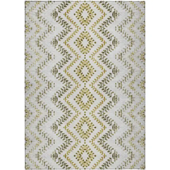 Taupe Brown And Ivory Geometric Washable Indoor Outdoor Area Rug Photo 2