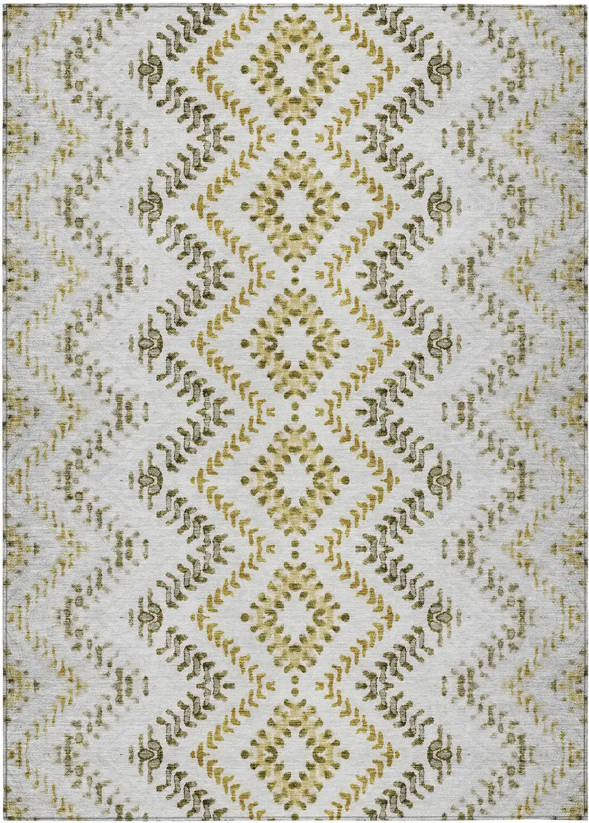 Taupe Brown And Ivory Geometric Washable Indoor Outdoor Area Rug Photo 2