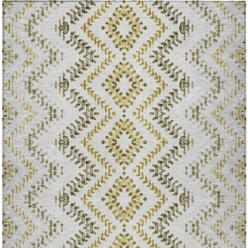 Taupe Brown And Ivory Geometric Washable Indoor Outdoor Area Rug Photo 6
