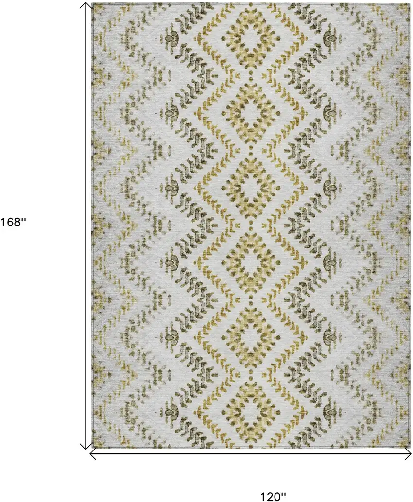Taupe Brown And Ivory Geometric Washable Indoor Outdoor Area Rug Photo 3