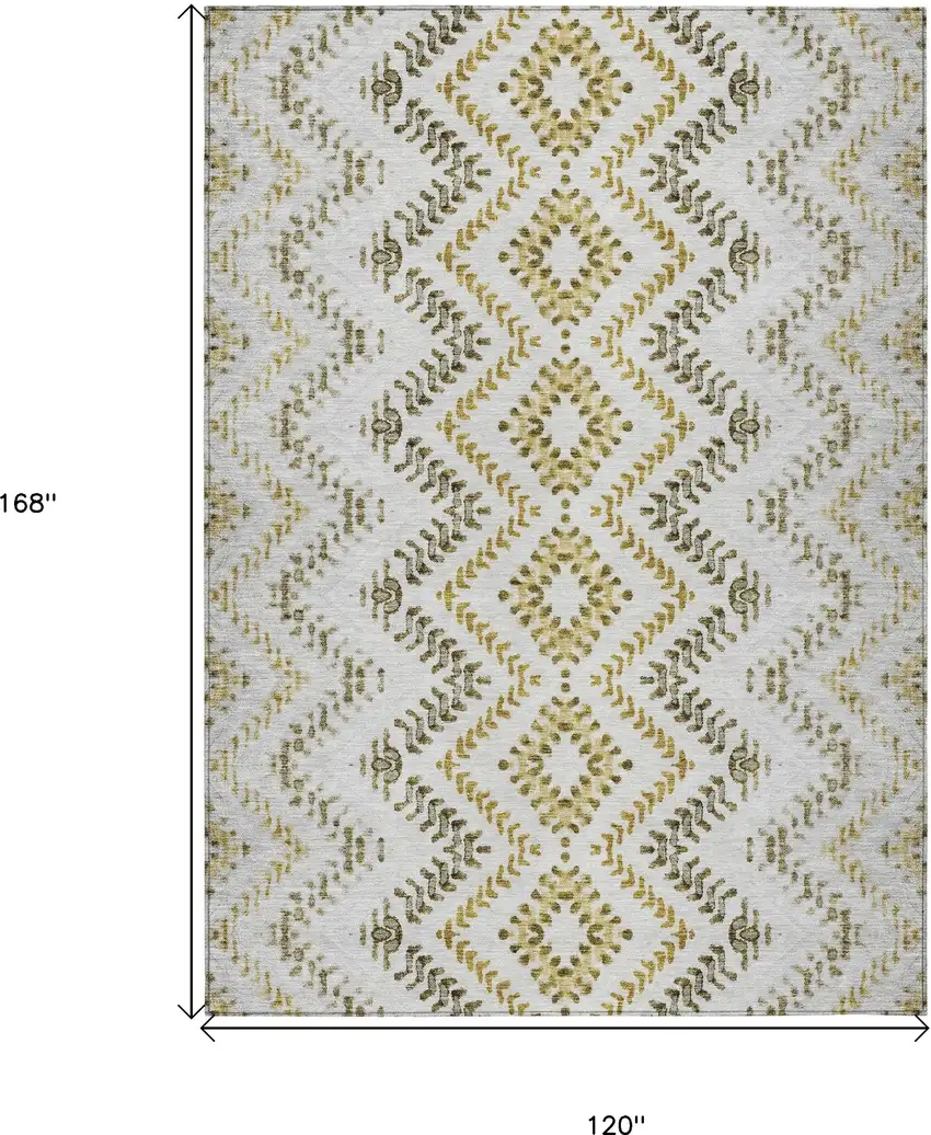 Taupe Brown And Ivory Geometric Washable Indoor Outdoor Area Rug Photo 3
