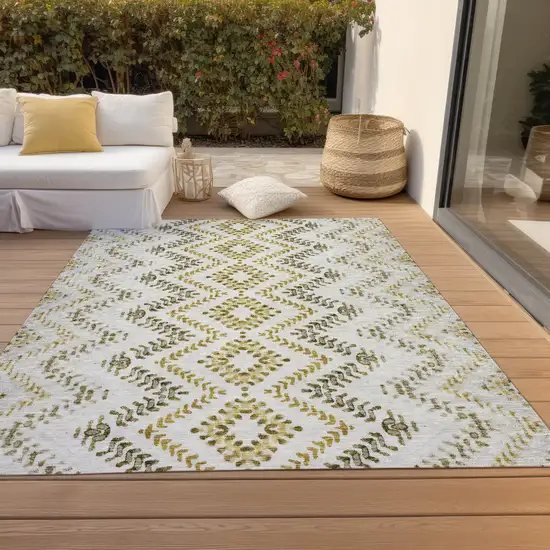Taupe Brown And Ivory Geometric Washable Indoor Outdoor Area Rug Photo 8