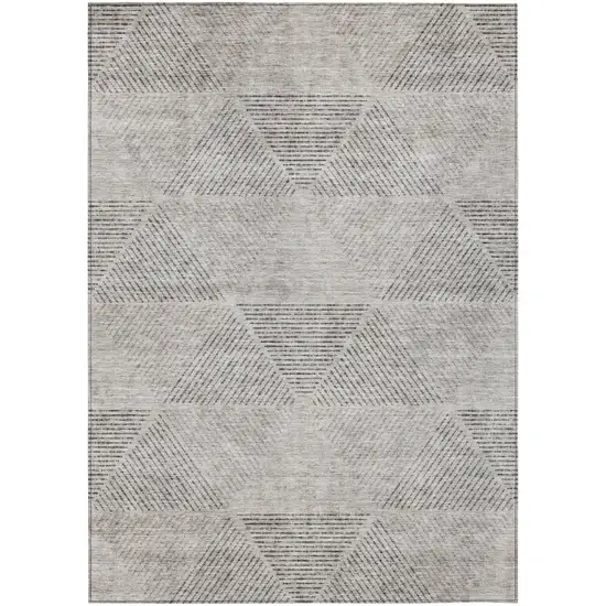 Taupe Brown And Ivory Geometric Washable Indoor Outdoor Area Rug Photo 2