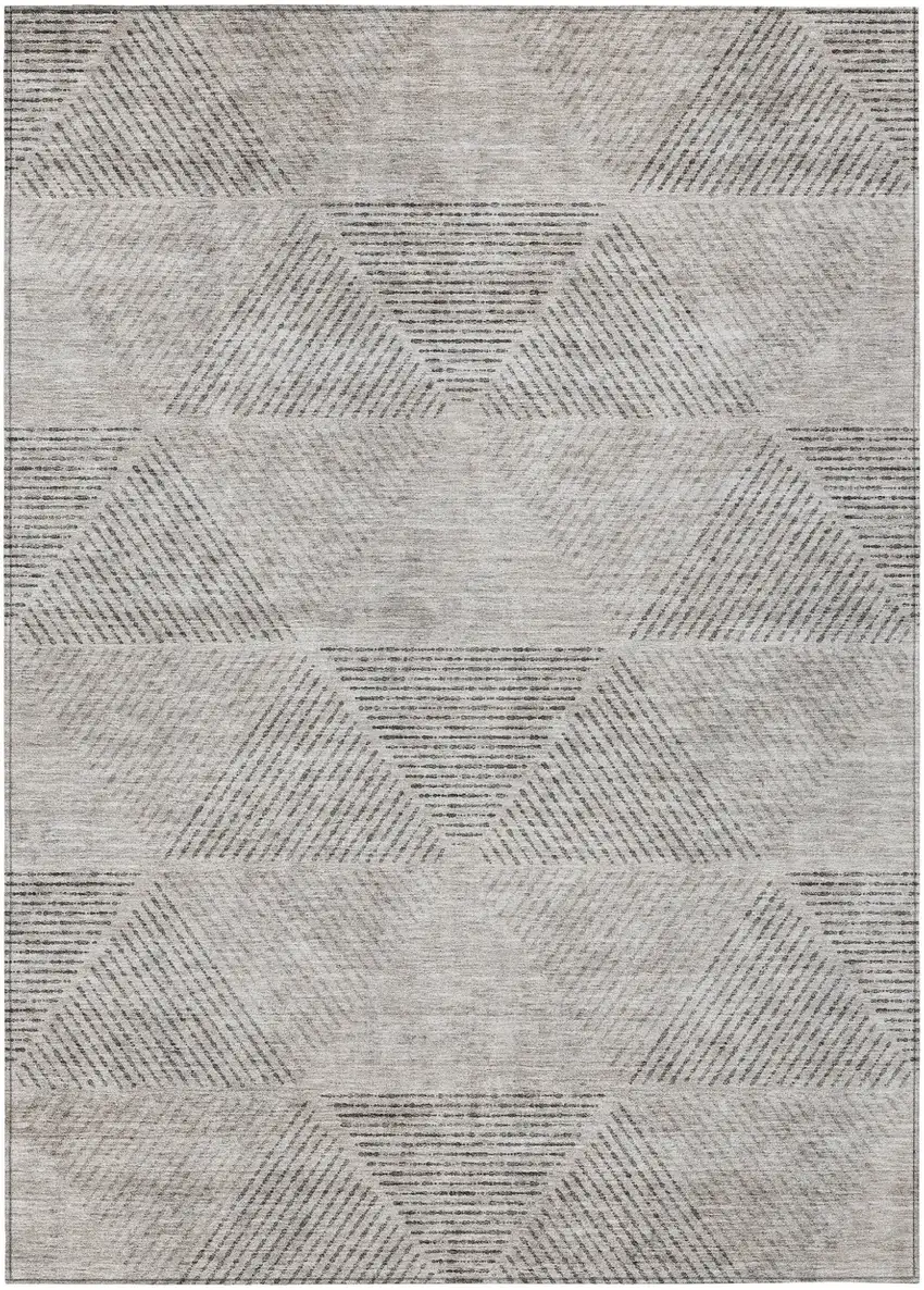 Taupe Brown And Ivory Geometric Washable Indoor Outdoor Area Rug Photo 2