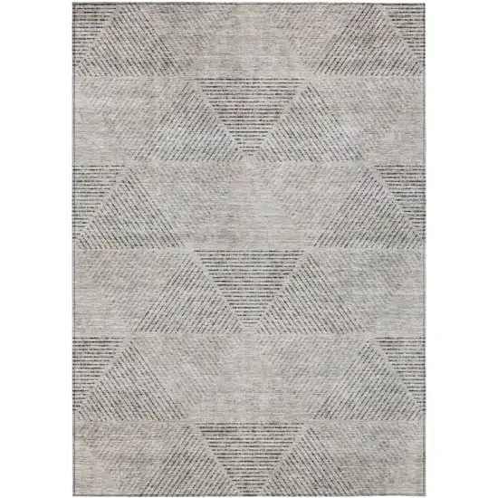 Taupe Brown And Ivory Geometric Washable Indoor Outdoor Area Rug Photo 2