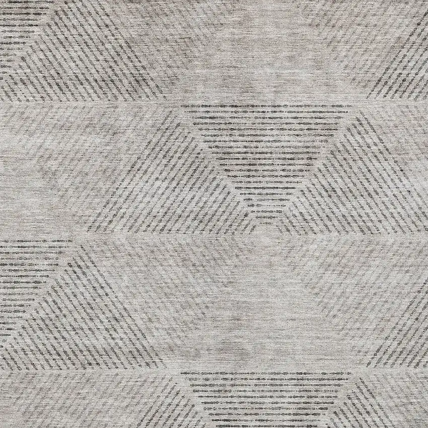 Taupe Brown And Ivory Geometric Washable Indoor Outdoor Area Rug Photo 6