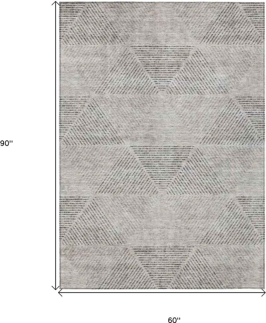 Taupe Brown And Ivory Geometric Washable Indoor Outdoor Area Rug Photo 3