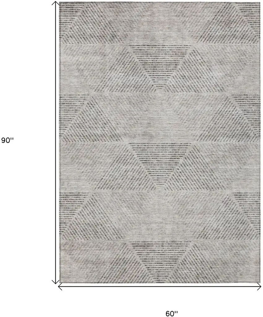 Taupe Brown And Ivory Geometric Washable Indoor Outdoor Area Rug Photo 3
