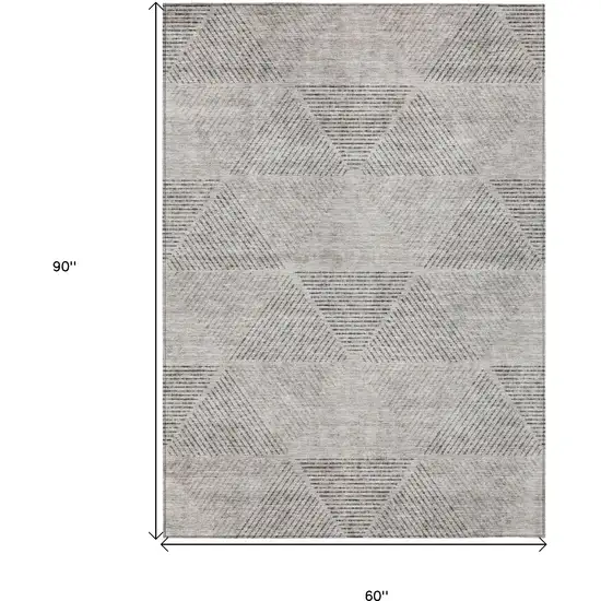 Taupe Brown And Ivory Geometric Washable Indoor Outdoor Area Rug Photo 3