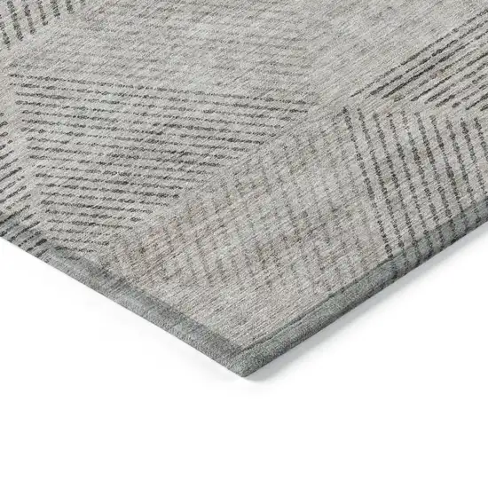 Taupe Brown And Ivory Geometric Washable Indoor Outdoor Area Rug Photo 5
