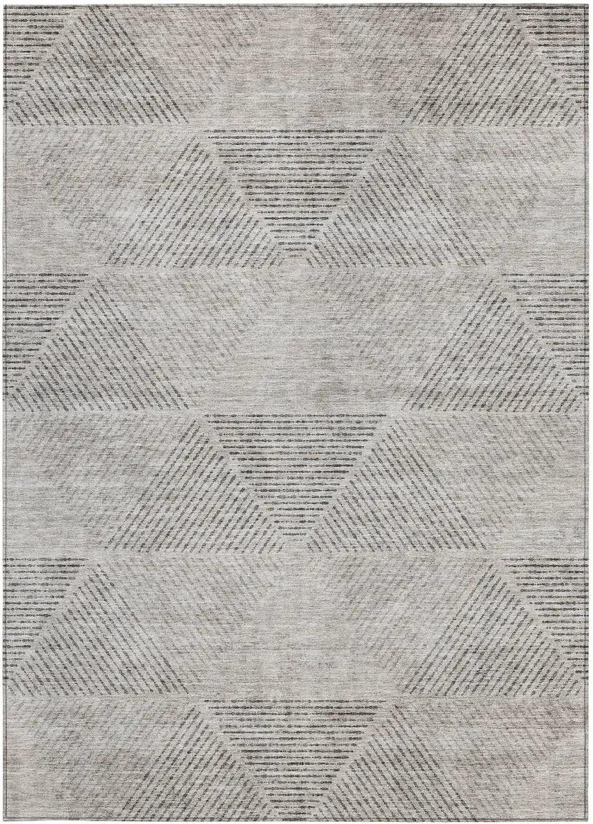 Taupe Brown And Ivory Geometric Washable Indoor Outdoor Area Rug Photo 6
