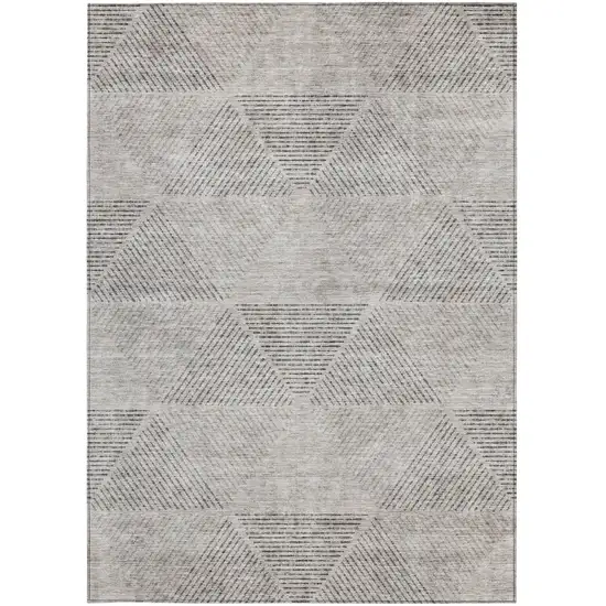 Taupe Brown And Ivory Geometric Washable Indoor Outdoor Area Rug Photo 6