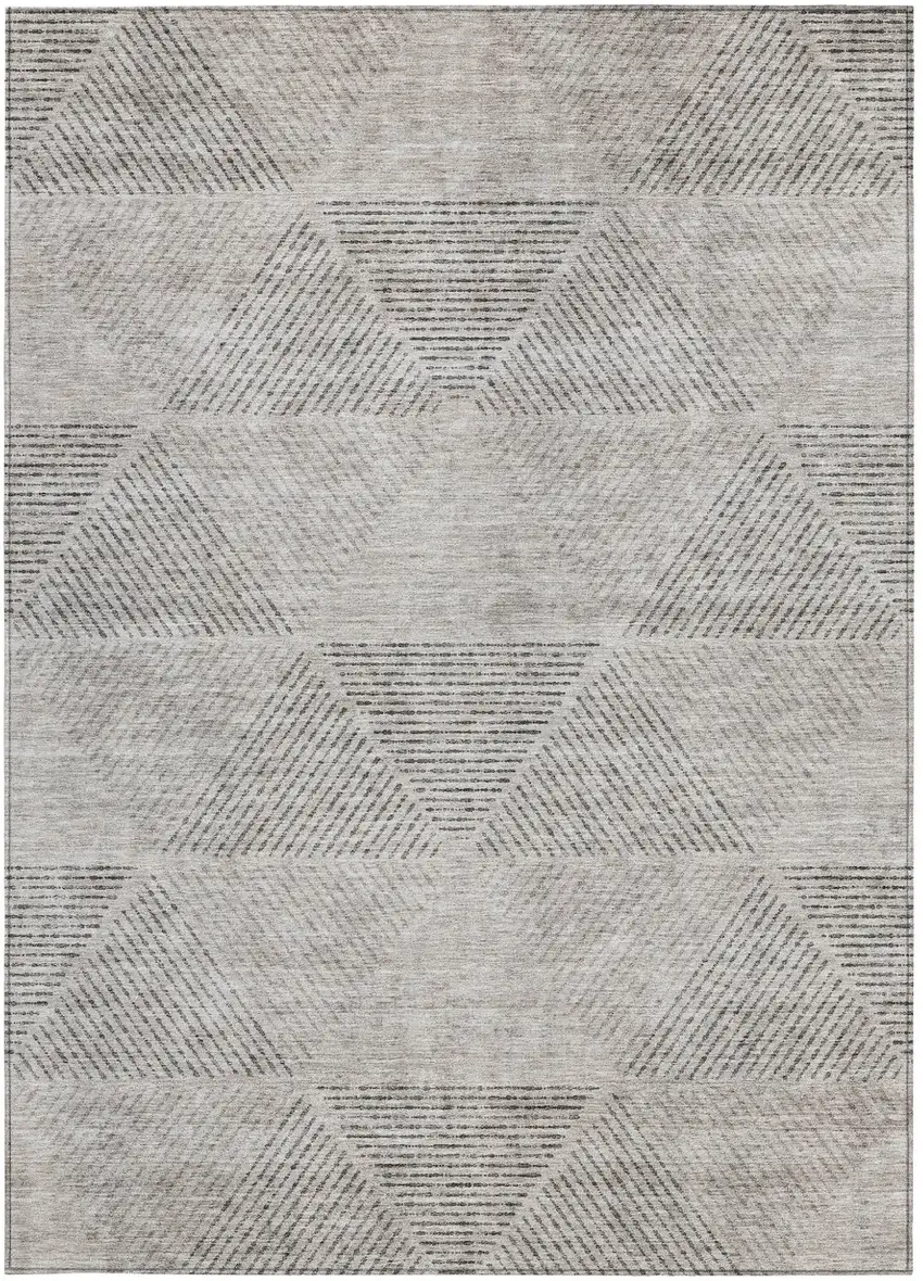 Taupe Brown And Ivory Geometric Washable Indoor Outdoor Area Rug Photo 6