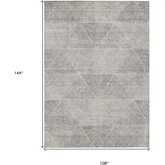 Taupe Brown And Ivory Geometric Washable Indoor Outdoor Area Rug Photo 3