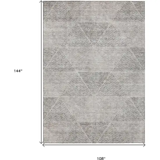 Taupe Brown And Ivory Geometric Washable Indoor Outdoor Area Rug Photo 3