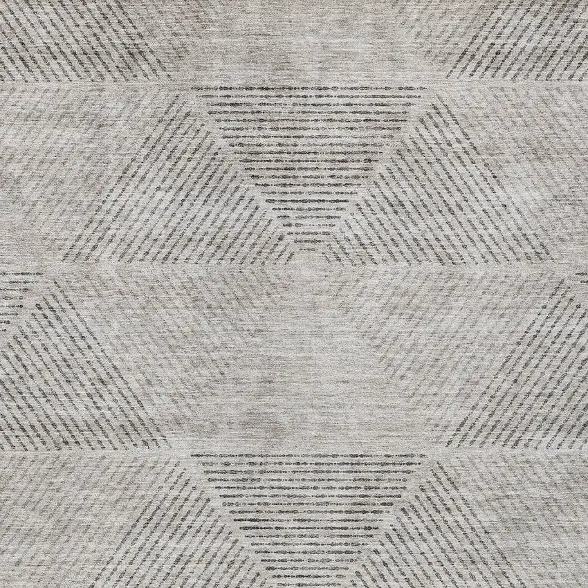 Taupe Brown And Ivory Geometric Washable Indoor Outdoor Area Rug Photo 6