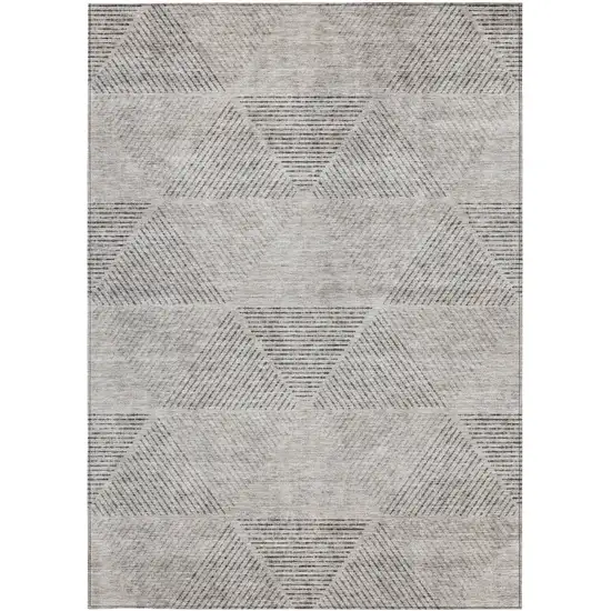 Taupe Brown And Ivory Geometric Washable Indoor Outdoor Area Rug Photo 7