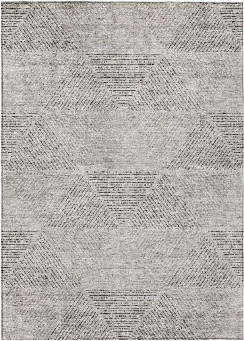 Taupe Brown And Ivory Geometric Washable Indoor Outdoor Area Rug Photo 2