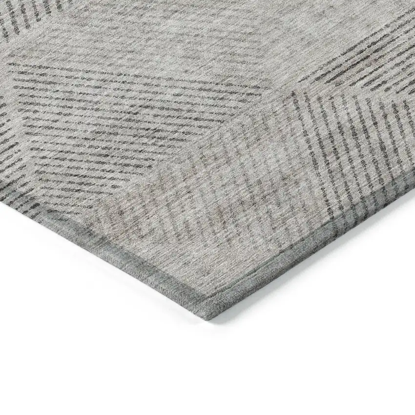 Taupe Brown And Ivory Geometric Washable Indoor Outdoor Area Rug Photo 5