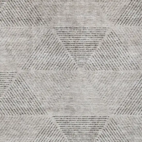 Taupe Brown And Ivory Geometric Washable Indoor Outdoor Area Rug Photo 6