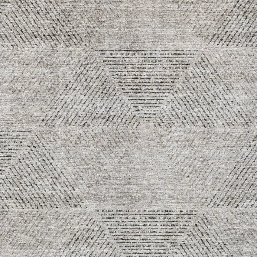 Taupe Brown And Ivory Geometric Washable Indoor Outdoor Area Rug Photo 6