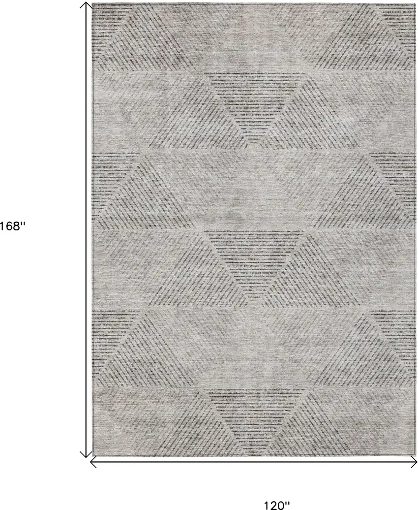 Taupe Brown And Ivory Geometric Washable Indoor Outdoor Area Rug Photo 3