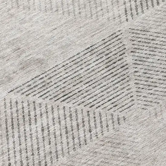 Taupe Brown And Ivory Geometric Washable Indoor Outdoor Area Rug Photo 8
