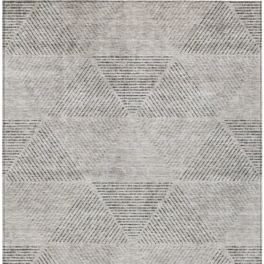 Taupe Brown And Ivory Geometric Washable Indoor Outdoor Area Rug Photo 7