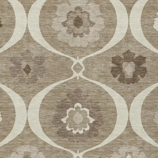 Taupe Brown And Ivory Medallion Washable Indoor Outdoor Area Rug Photo 6