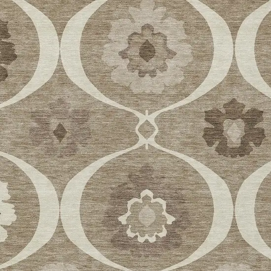 Taupe Brown And Ivory Medallion Washable Indoor Outdoor Area Rug Photo 6