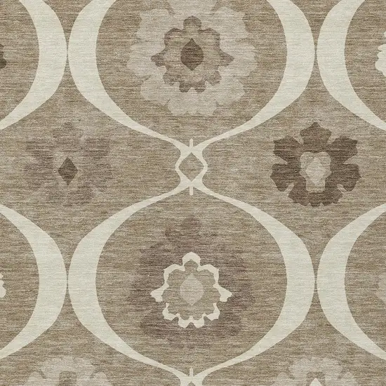 Taupe Brown And Ivory Medallion Washable Indoor Outdoor Area Rug Photo 6
