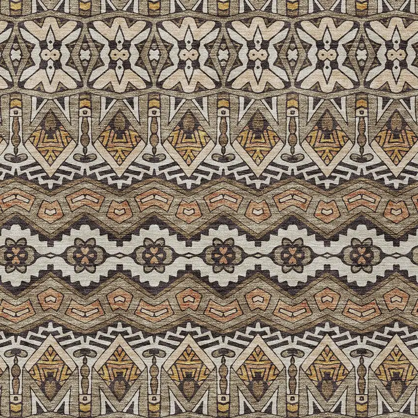 Taupe Brown And Ivory Moroccan Washable Indoor Outdoor Area Rug Photo 7