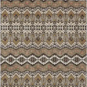 Photo of Taupe Brown And Ivory Moroccan Washable Indoor Outdoor Area Rug
