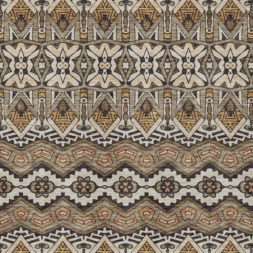 Taupe Brown And Ivory Moroccan Washable Indoor Outdoor Area Rug Photo 7