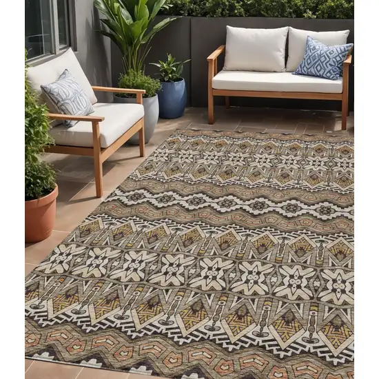 Taupe Brown And Ivory Moroccan Washable Indoor Outdoor Area Rug Photo 1