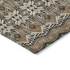 Photo of Taupe Brown And Ivory Moroccan Washable Indoor Outdoor Area Rug
